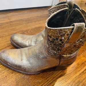 Frye Deborah Gold Studded Booties